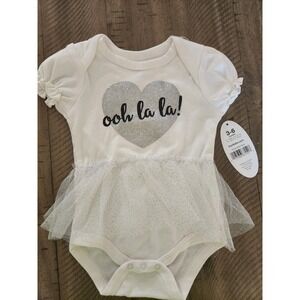 Bon Bebe Girls Silver Short Sleeve Bodysuit 3-6 Months Skirt Paris Ooh la la NWT